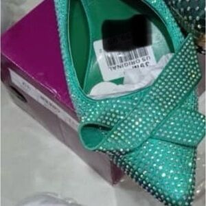 Green Studded Women's Evening Shoes